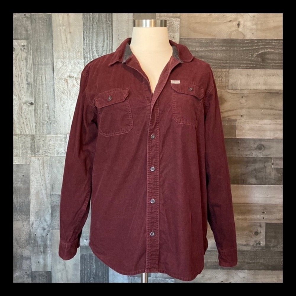 Men's Eddie Bauer textured button up shirt xlarge outdoor sporty hiking camping